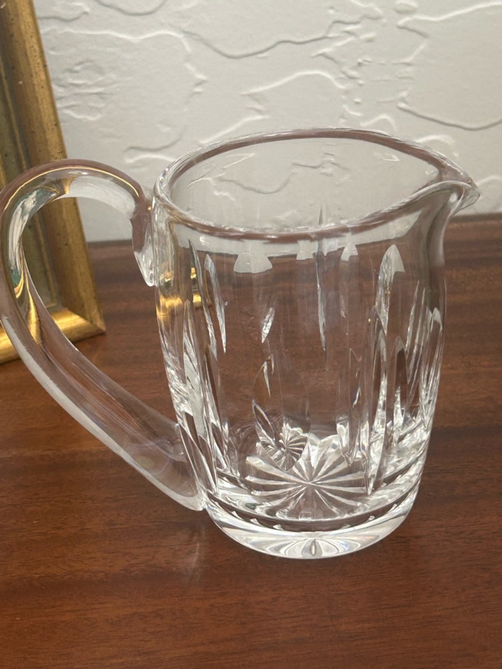 Waterford Ireland Crystal Creamer, Jug, Small Pitcher vertical old world pattern